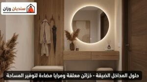 خزائن مداخل بالرياض معلقة مع مرايا مضاءة لتوفير المساحة